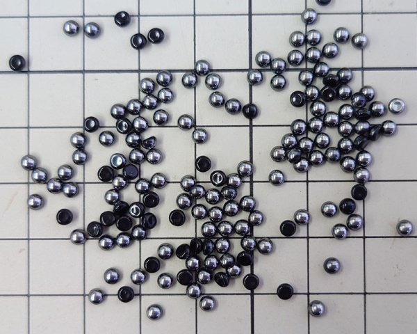 画像2: ns371/ヴィンテージ/ガラスカボション/ヘマタイト/約3mm(10個) (2)