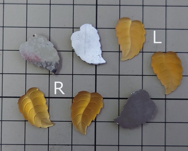 画像3: ns326/ヴィンテージ/ドイツ/ガラスカボション/フロストリーフ/イエロー(1個) (3)