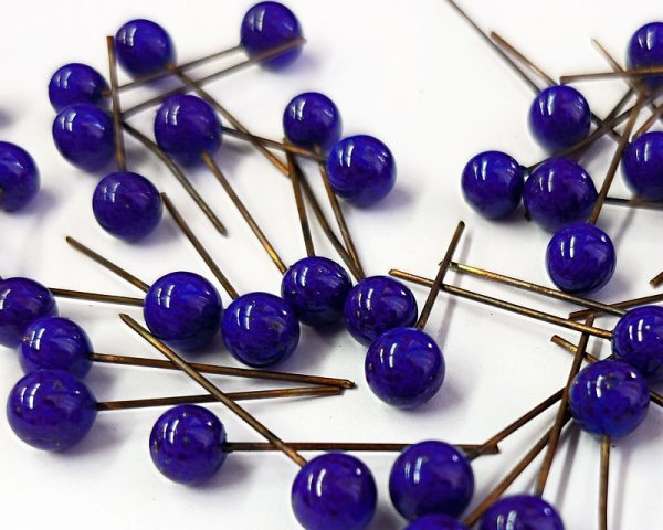 画像1: ヴィンテージ/日本/ランプワークガラスピン/ラピス（1本） (1)