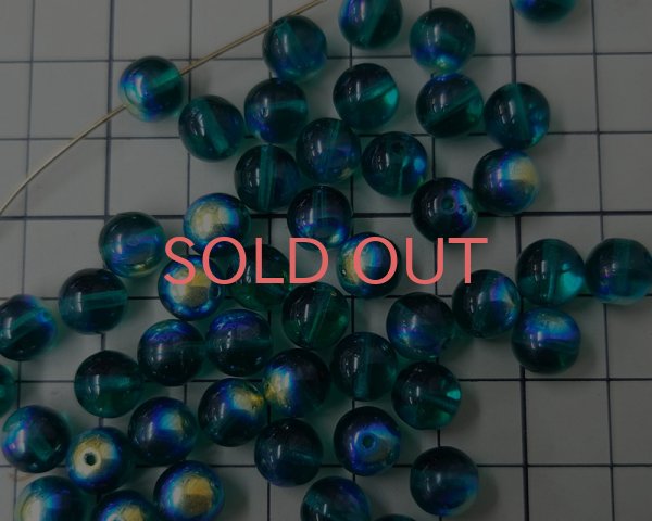 画像2: チェコガラスビーズ/ラウンド/エメラルドオーロラ/約8mm(10個) (2)