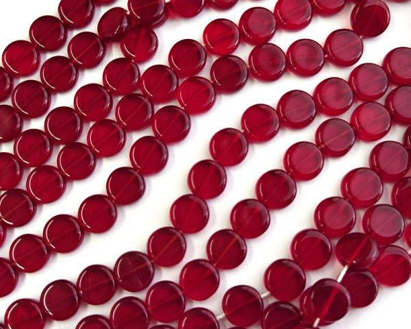 画像1: チェコガラスビーズ/ミニフラットコイン/ガーネット(4個） (1)