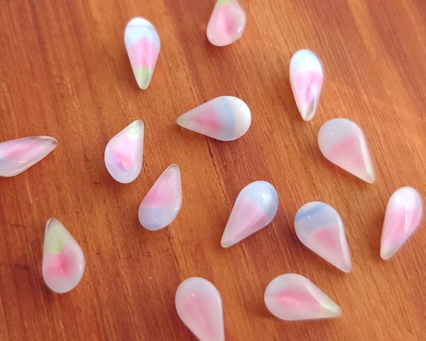 画像1: ヴィンテージ/ドイツ/ガラスストーン/ムーンパステルミックス/8×4.8mm(14個) (1)