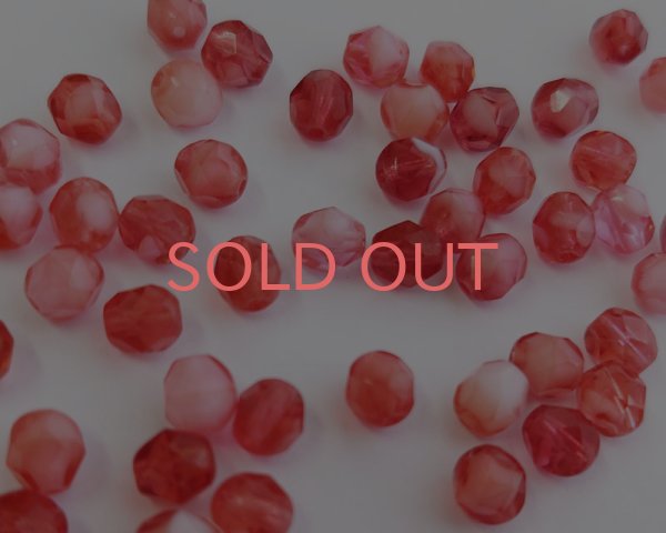 画像1: チェコガラスビーズ/ファイアポリッシュ/6mm/フーシャホワイトミックス(12個） (1)