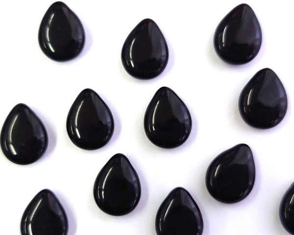 画像2: チェコガラスビーズ/横穴ドロップ/オペークブラック/約12×16mm(2個) (2)