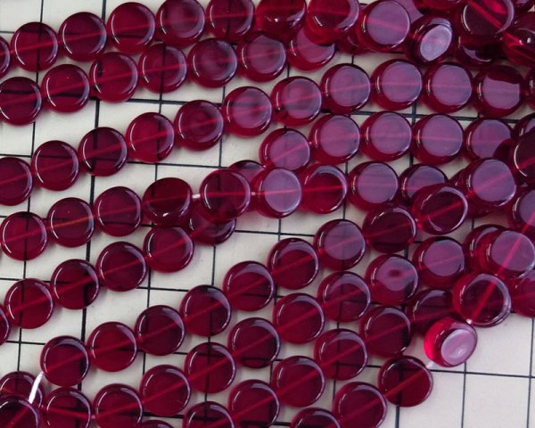 画像2: チェコガラスビーズ/ミニフラットコイン/ガーネット(4個） (2)