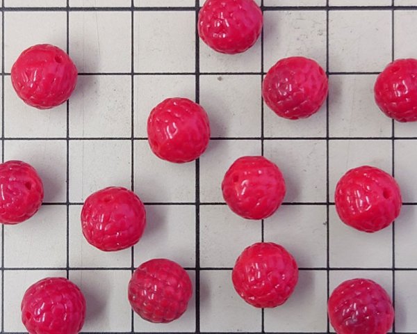 画像2: ヴィンテージ/ドイツ/ガラス/ベリー/レッドマーブル/約10mm(1個) (2)