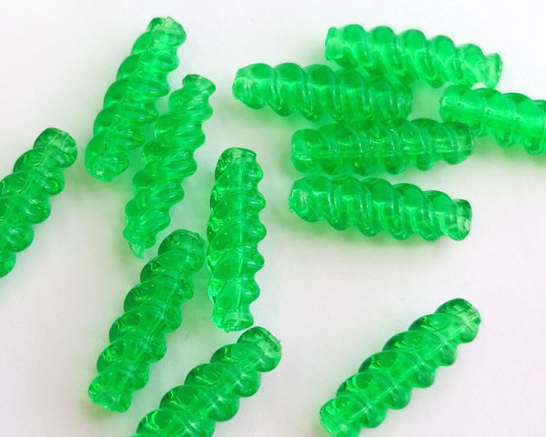 画像1: ヴィンテージ/ドイツ/プラスチック/スパイラルチューブ/クリアグリーン(2個) (1)