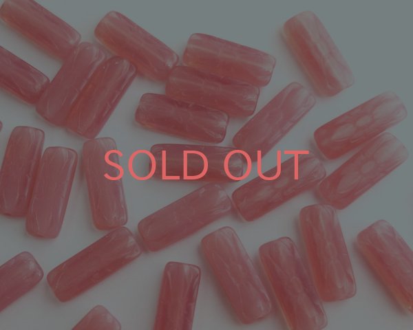 画像1: チェコガラスビーズ/レクタングルフラワー/ピンクオパール（2個） (1)