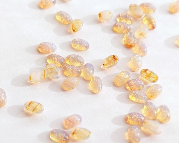 画像1: ヴィンテージ/チェコ/ガラス/ファイアオパール/約5×3mm(1個) (1)