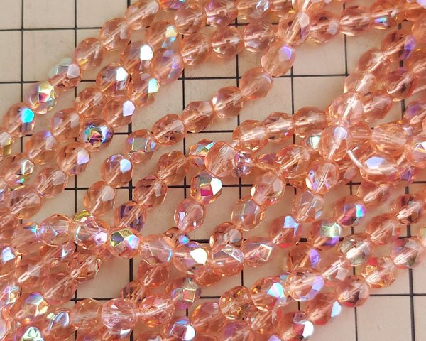 画像2: チェコガラスビーズ/ファイアポリッシュ/6mm/ロザリンオーロラ(10個） (2)