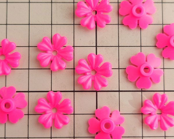 画像3: ヴィンテージ/ドイツ/プラスティック/フラワーa/ネオンピンク（2個） (3)