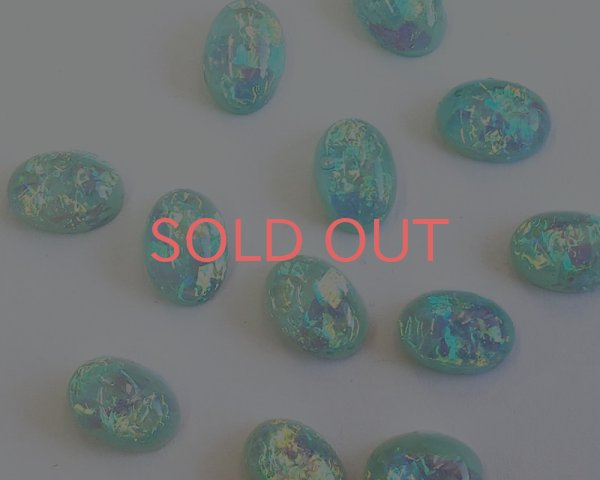 画像1: デッドストック/日本/樹脂カボション/ミントホログラム/約14×10mm(1個) (1)