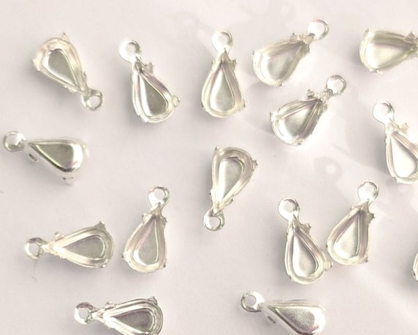 画像1: 8×4.8mmドロップ用/ブラスセッティング/クローズドバック/1リング/シルバー(1個) (1)