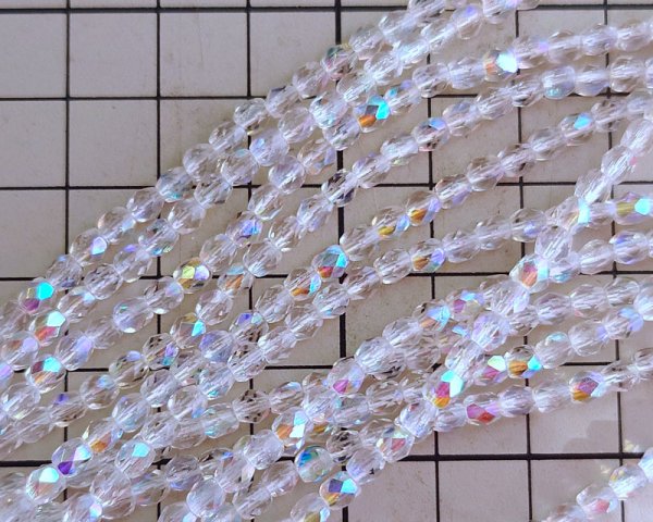 画像2: チェコガラスビーズ/ファイアポリッシュラウンド/クリスタルオーロラ/約4mm(20個) (2)