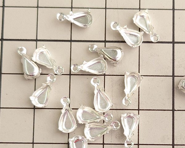 画像2: 8×4.8mmドロップ用/ブラスセッティング/クローズドバック/1リング/シルバー(1個) (2)