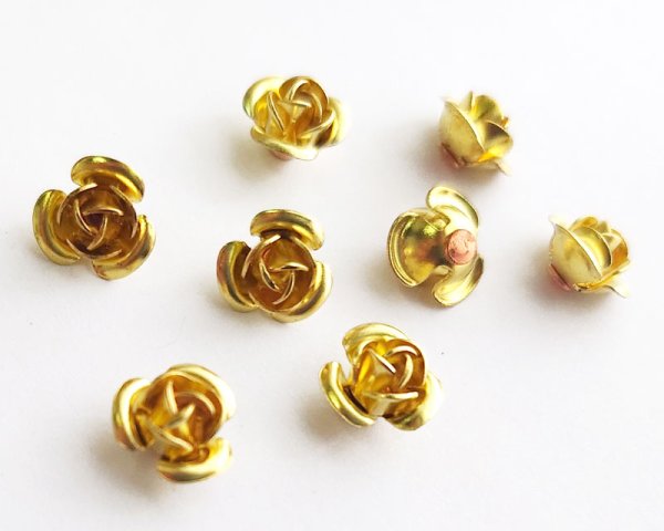 画像1: メッキなし真鍮/薔薇パーツ/Sサイズ/約8mm（1個） (1)