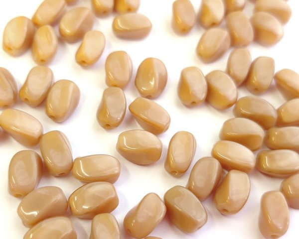 画像1: チェコガラスビーズ/ツイスト/約9×5mm/カフェオレ(4個） (1)