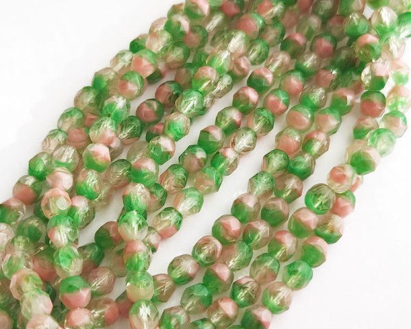 画像1: チェコガラスビーズ/ファイアポリッシュ/6mm/スプリングミックス(10個） (1)