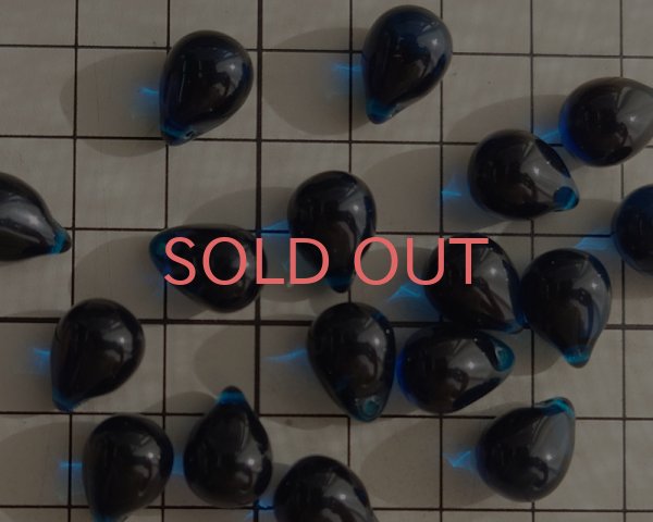 画像2: チェコガラスビーズ/ドロップ/カプリブルー/約14×10mm(1個) (2)