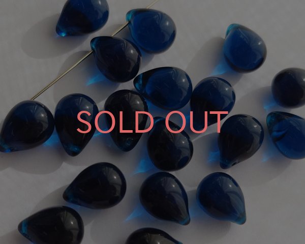 画像1: チェコガラスビーズ/ドロップ/カプリブルー/約14×10mm(1個) (1)