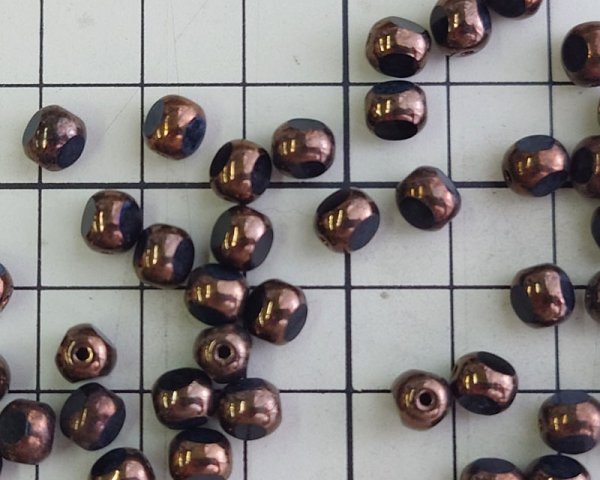 画像2: チェコガラスビーズ/スリーカットラウンド/6mm/ジェットブロンズ（10個） (2)