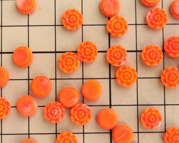 画像2: ヴィンテージ/チェコ/ガラスカボション/コーラルローズ/約8mm(1個) (2)