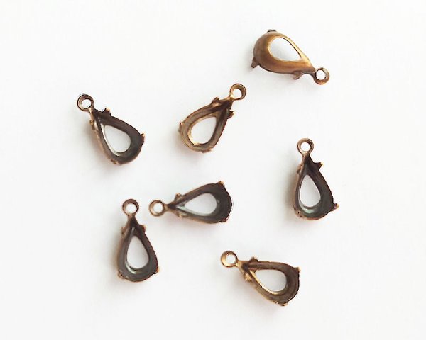 画像1: 10×6mm用/ブラスセッティング/オープンバック/金古美(1個) (1)