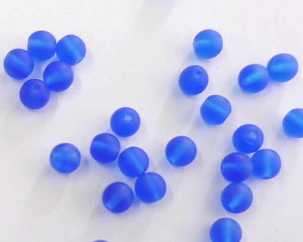 画像1: チェコガラスビーズ/ラウンド/6mm/フロストサファイア（10個） (1)