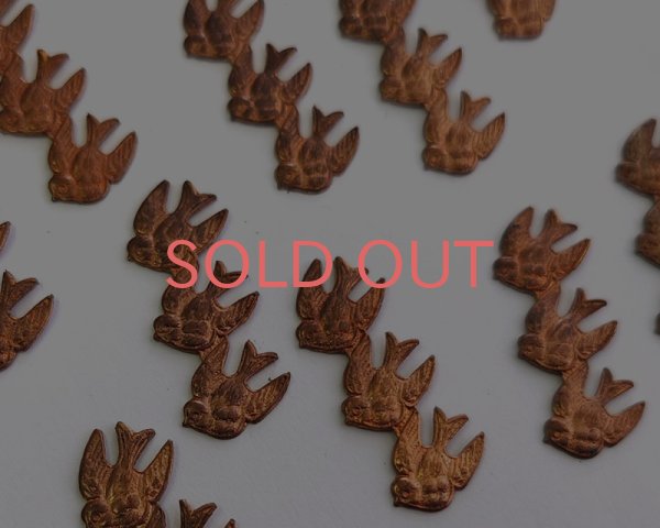 画像1: ヴィンテージ/USA/ブラススタンピング/3羽の鳥(1個) (1)