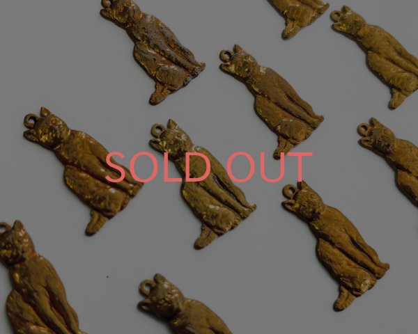 画像1: ヴィンテージ/USA/ブラスチャーム/猫(1個) (1)