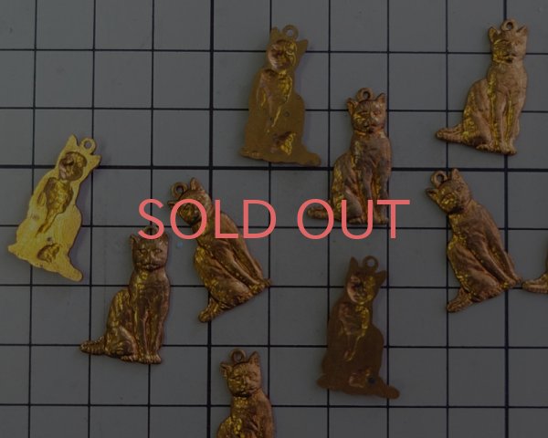 画像2: ヴィンテージ/USA/ブラスチャーム/猫(1個) (2)