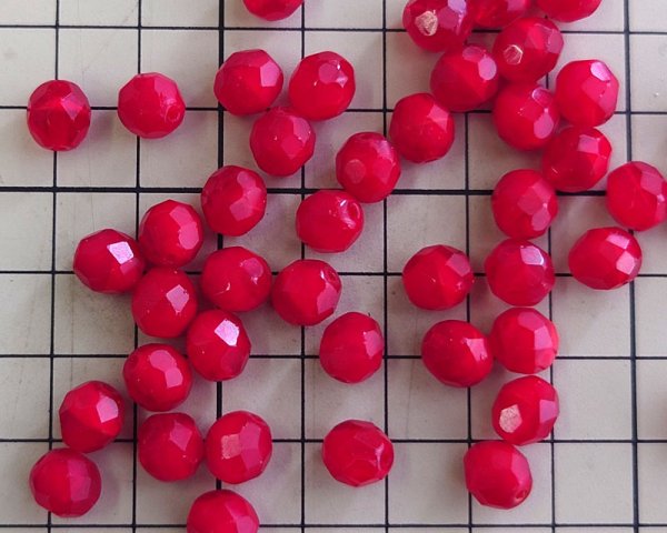 画像3: チェコガラスビーズ/ファイアポリッシュ/8mm/チェリーレッドマーブルミックス(6個） (3)