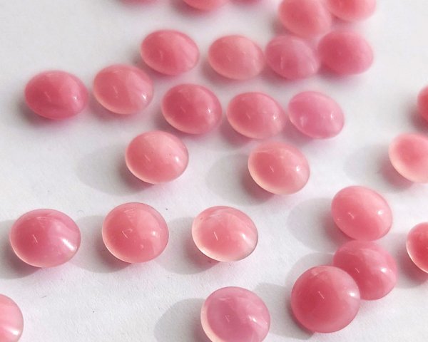 画像1: ヴィンテージ/チェコ/ガラスストーン/ピンクムーン/約8mm(1個) (1)