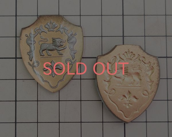 画像3: ヴィンテージ/ヨーロッパ/ガラスカボション/エンブレム/ゴールド×シルバー(1個) (3)