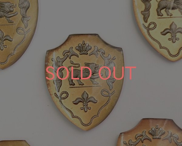 画像4: ヴィンテージ/ヨーロッパ/ガラスカボション/エンブレム/ゴールド×シルバー(1個) (4)