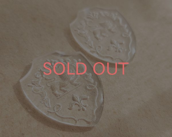 画像3: ヴィンテージ/ヨーロッパ/ガラスカボション/エンブレム/クリア(1個) (3)