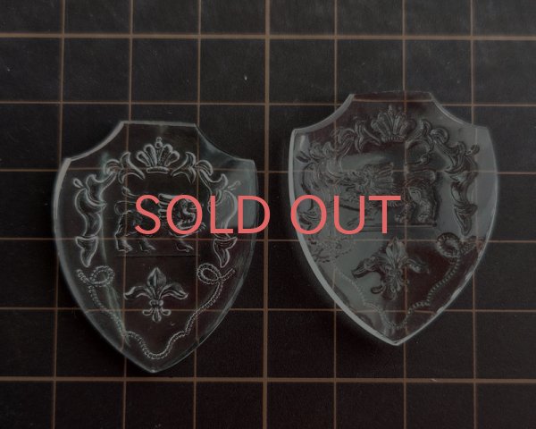 画像2: ヴィンテージ/ヨーロッパ/ガラスカボション/エンブレム/クリア(1個) (2)