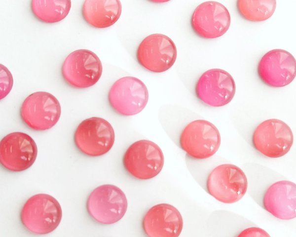 画像1: ヴィンテージ/チェコ/ガラスカボション/ピンクムーン/約10mm(1個) (1)