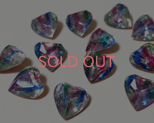 画像1: ヴィンテージ/ドイツ/ガラス/アイリス/ハート/約14mm(1個) (1)