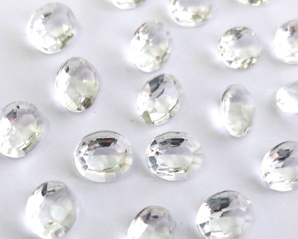 画像1: ヴィンテージ/ドイツ/ガラス/オーバル/クリア/12×10mm(1個) (1)