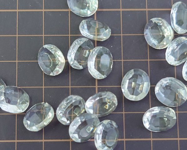 画像2: ヴィンテージ/ドイツ/ガラス/オーバル/クリア/12×10mm(1個) (2)