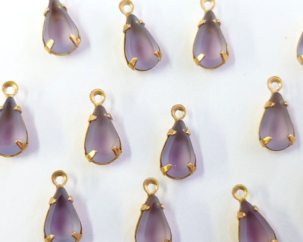 画像4: セット済/ヴィンテージガラス/ブルー×パープル/約10×6mm(1個) (4)