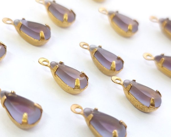 画像2: セット済/ヴィンテージガラス/ブルー×パープル/約10×6mm(1個) (2)