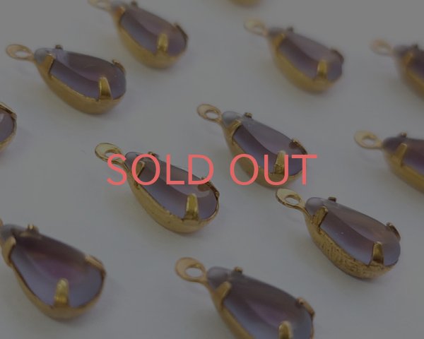 画像2: セット済/ヴィンテージガラス/ブルー×パープル/約10×6mm(1個) (2)