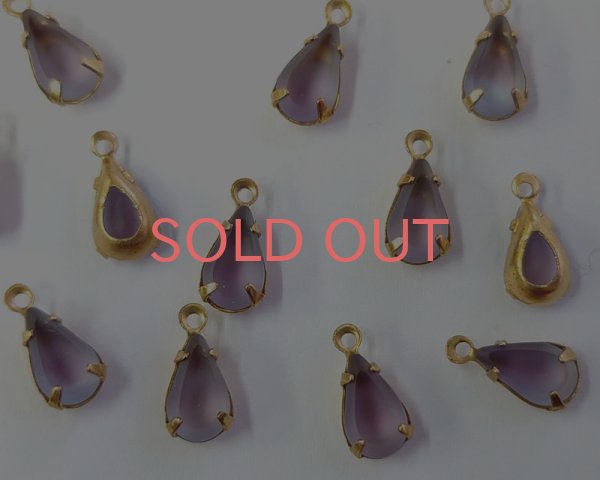 画像3: セット済/ヴィンテージガラス/ブルー×パープル/約10×6mm(1個) (3)