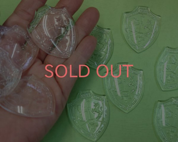 画像3: ヴィンテージ/ヨーロッパ/ガラスカボション/シールド/クリア(1個) (3)