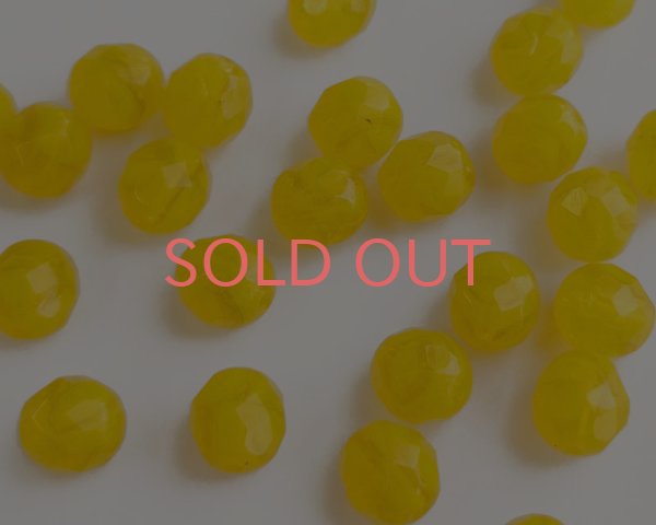 画像1: チェコガラスビーズ/ファイアポリッシュ/8mm/イエローマーブル(6個） (1)