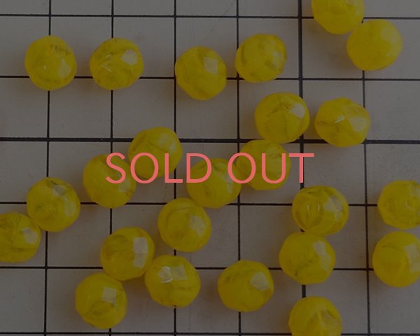 画像3: チェコガラスビーズ/ファイアポリッシュ/8mm/イエローマーブル(6個） (3)