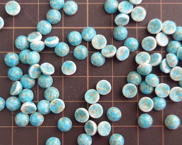 画像2: ヴィンテージ/ガラスカボション/ターコイズ風/ラウンド（1個） (2)