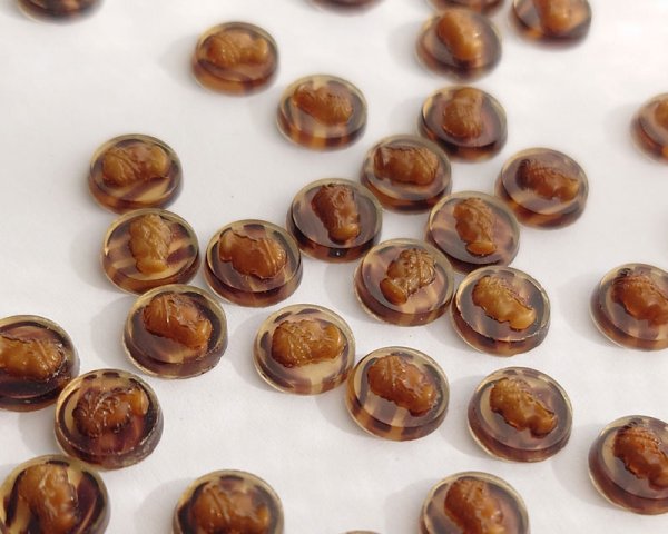 画像4: ns382ヴィンテージ/ドイツ/ガラスカメオ/ブラウンマーブル/約8mm（1個） (4)